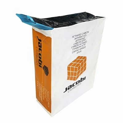 25 kg ventilové vrecúško s aktívnym uhlím Jacobi Pellet na ťažbu zlata na kokosovom základe